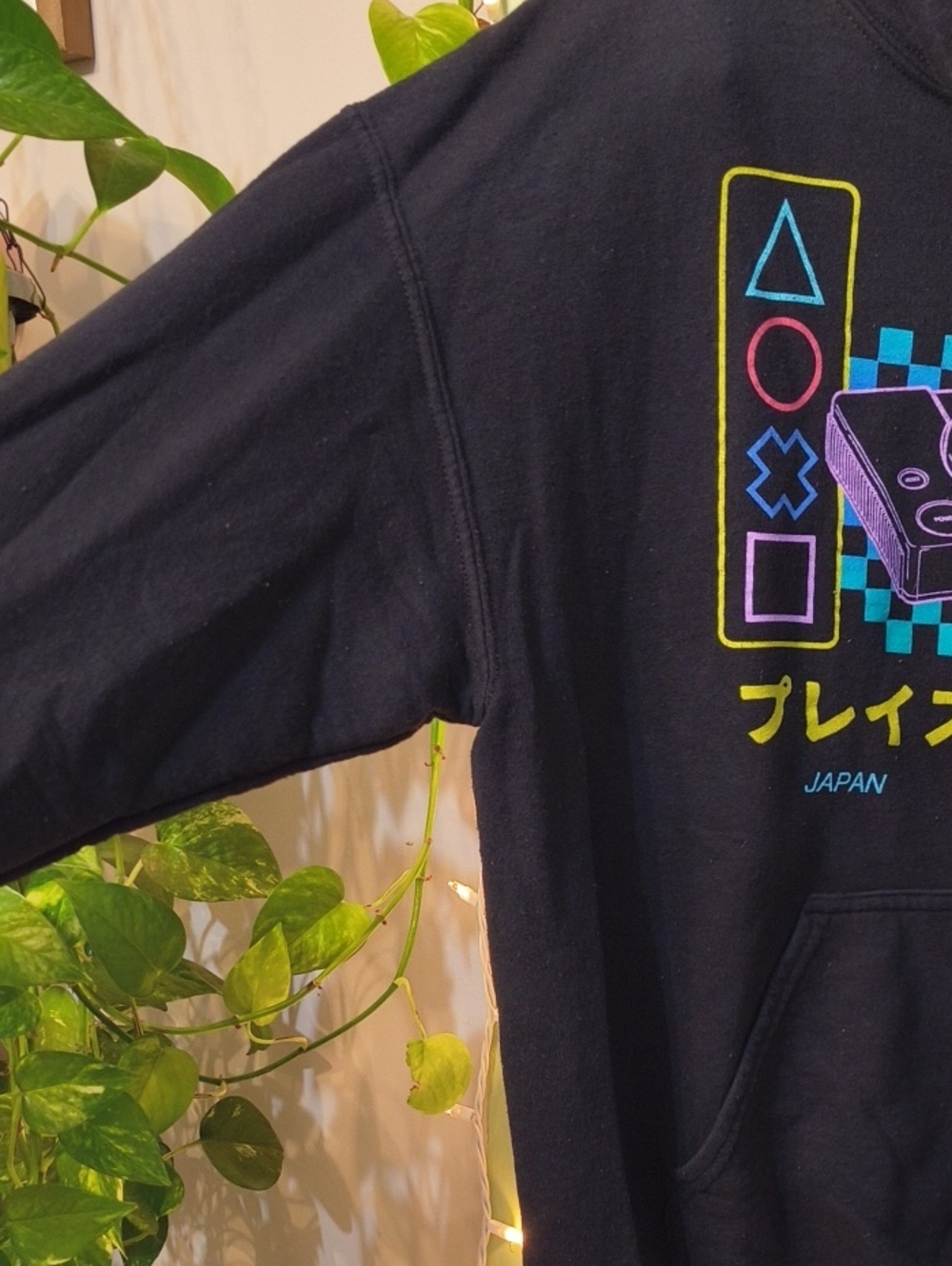 Women's PlayStation Black Aqua Checker Sleeve Console Japan 1994 M - Picture 7 of 10